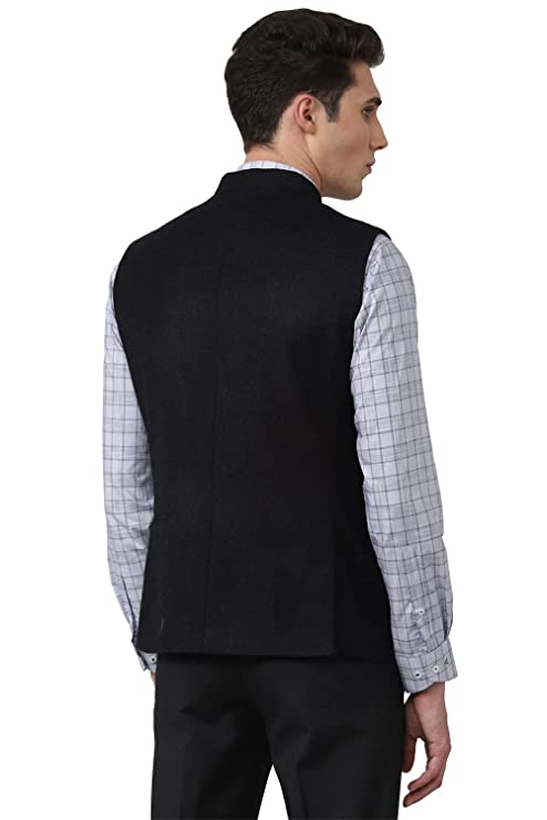 Van Heusen Men's A-Line Coat (VHNJDSLBA52206_Black - Image 3