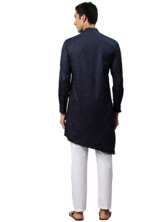 Manyavar Printed Casual Cotton Full Sleeves Kurta for Men - Image 3