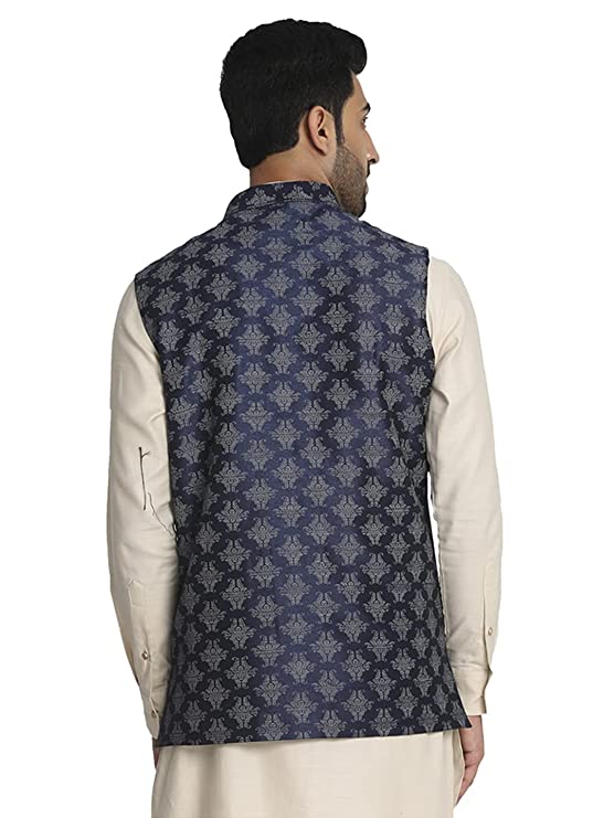 Manyavar Men's Art Silk Regular Nehru Jacket - Image 3