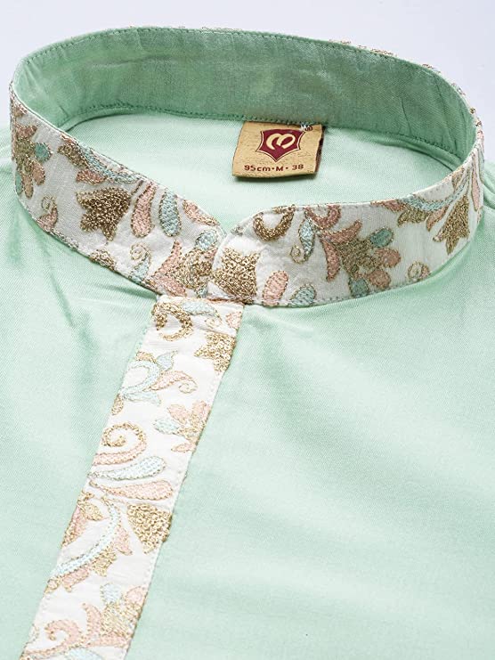 Manyavar Kurta Jacket Set for Men, Full Sleeves Mandarin Collar Ethnic Wear Jacket Set for Festival, Wedding, Party Blended Viscose - Image 3