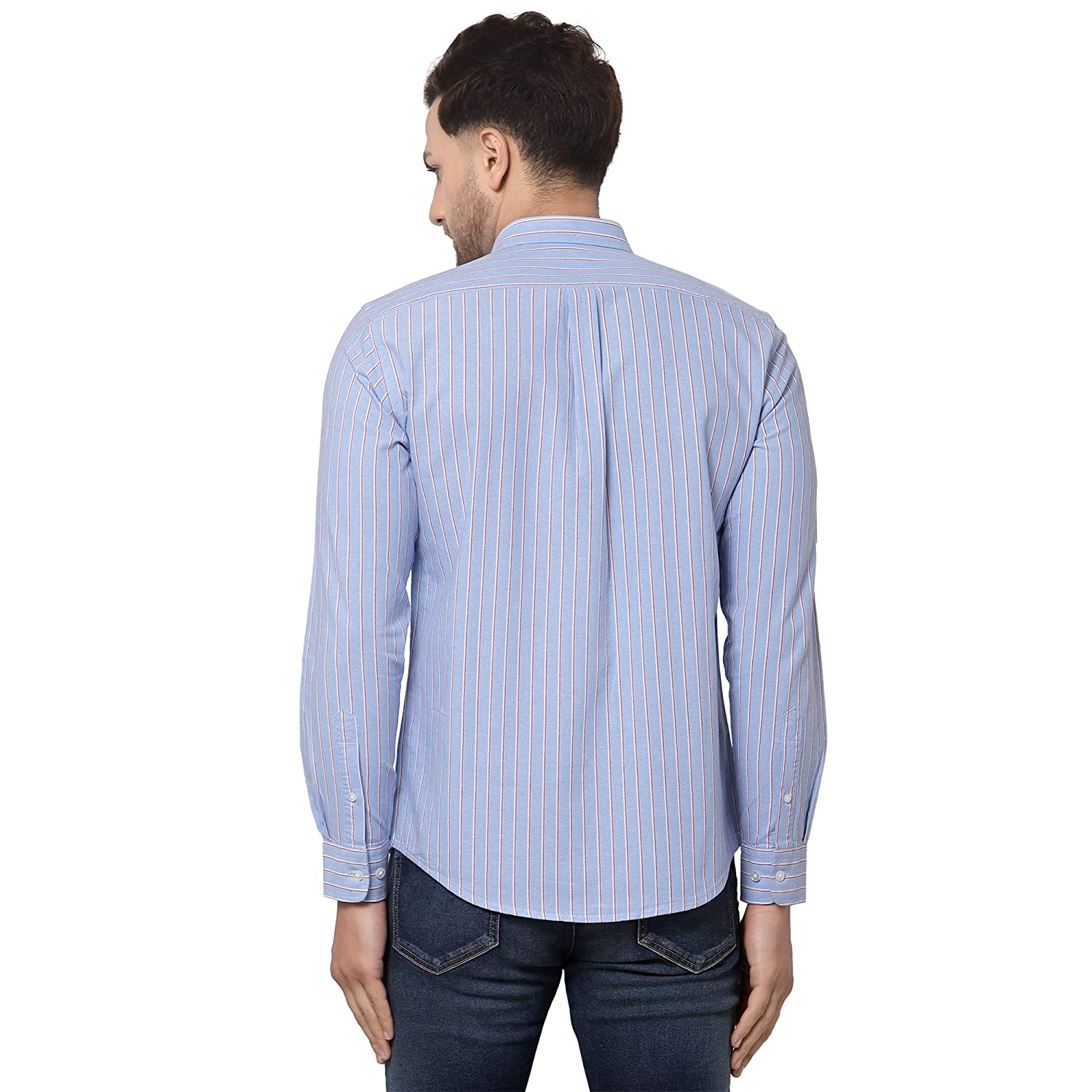 Red Tape Men Sky Blue Striped Shirt - Image 3